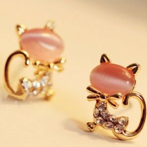 NEW!
 Opal Crystal Kitty Cat Earrings